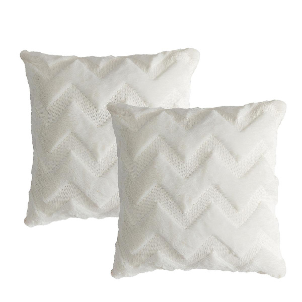 Pakke med 2 myke plysj korte fleece fløyel dekorative omfavnende putetrekk plysj stil putetrekk sofa, 18x18 tommer