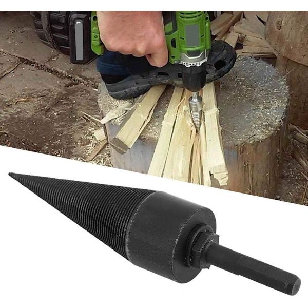 Eldvedsborr Splitter, Spjälkande Vedkonborr, 38mm Vedklyvborr Skruvkon Vedbrytarverktyg