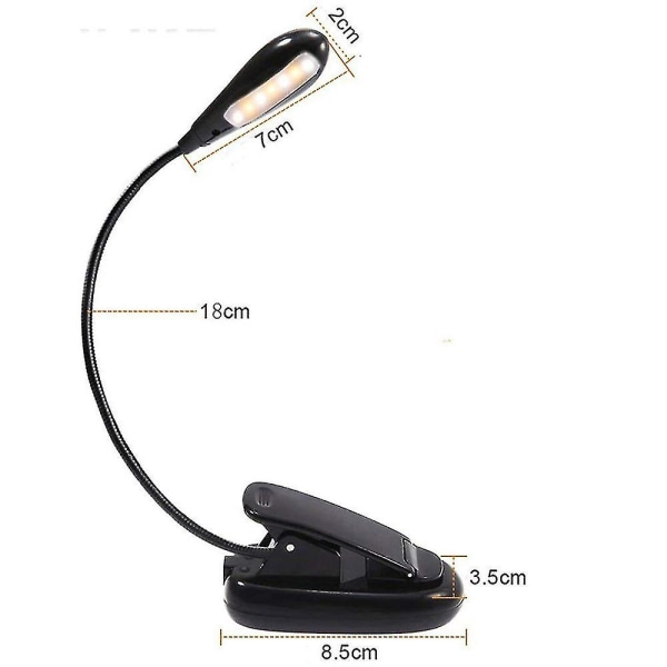 Ladattava 14 LED -kirjanvalaisin, nuottitelineen lamppu, 3 kirkkaustasoa