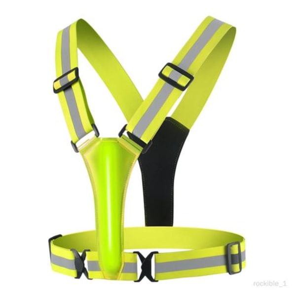 Rockible LED Refleksvest Justerbar Oppladbar Dobbeltsidig LED-Strips Lysende Refleksstropper for Nattegåing, Hiking, Motorsykkel - GUL