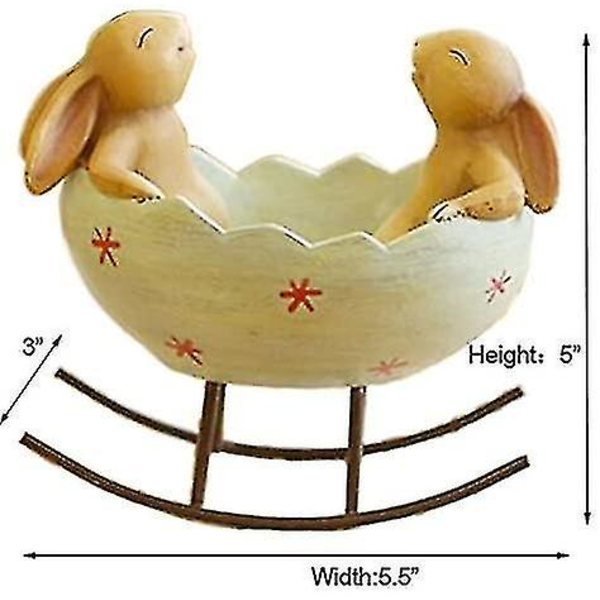 Nauravat puput -pääsiäiskoriste kani -patsas (puput kehtossa)