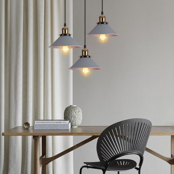 Designer Pendel Lysekrone Grå 3 Hoved Metal Hængende Lamper Belysning Spisestue Soveværelse Stue