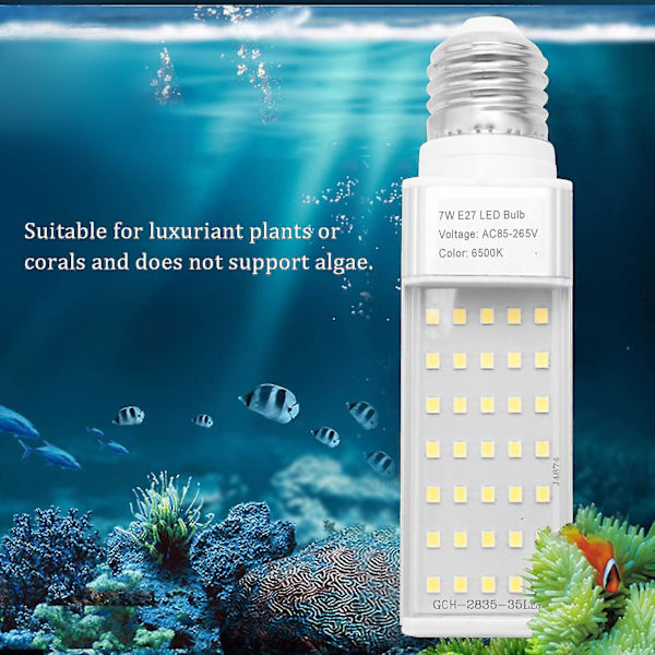 Hvid planteakvarium 7 flisede vækstlamper Led fisketank koral pære E27 lampe
