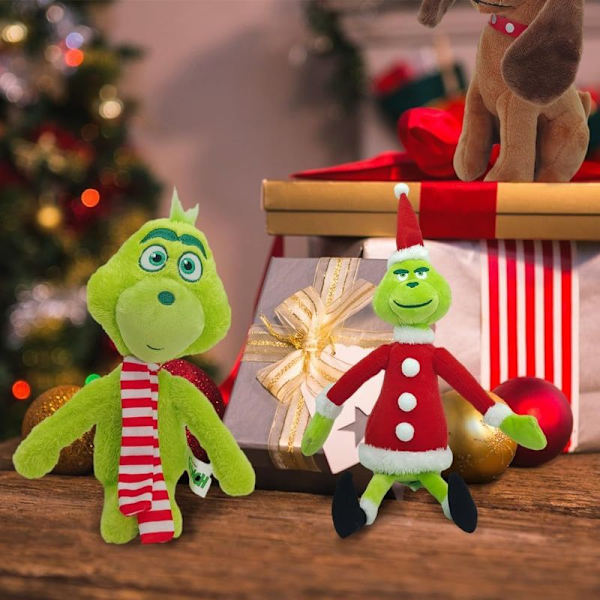 10,8 tum Grinch plyschleksak, en realistisk grön plysch Grinch plyschleksak, hund