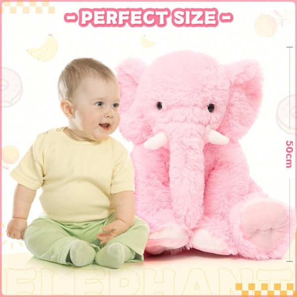 Elefant bamse, 50cm stor elefant plyslegetøj, pink