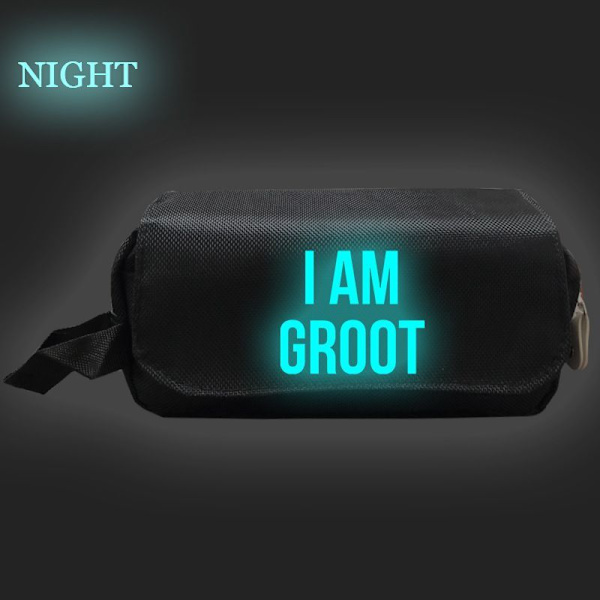 Am Groot Print Luminous Pencil Case Double Layer Student Pencil Case