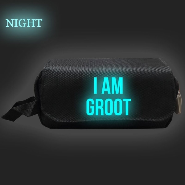 Am Groot Print Luminous Pencil Case Dubbelskikts Student Pencil Case