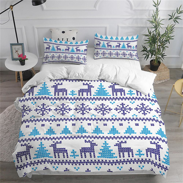 Julälg Vit # Julälg Sängkläder 3 Delar Julduk Digital Tryck Canvas Överdrag