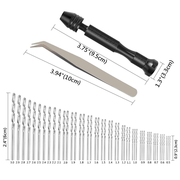 Håndboremaskine med 48 mini spiralforsænkere (0,6-3 mm)