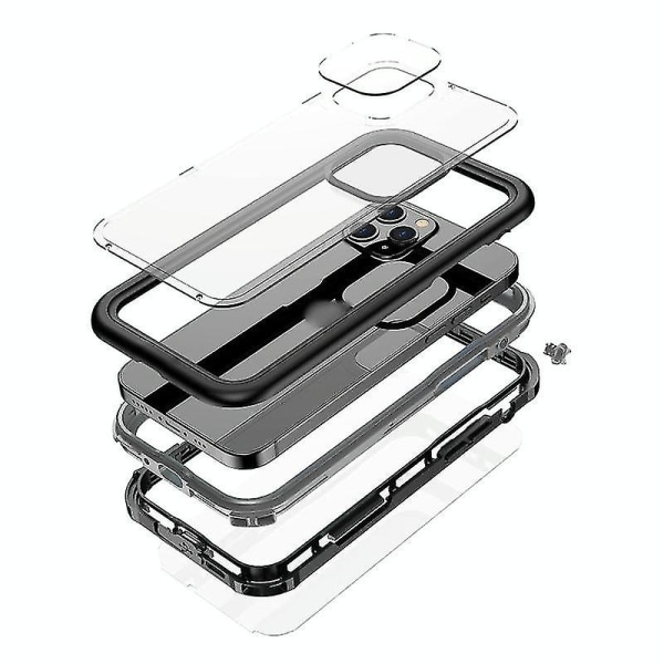 För iPhone 12 Pro Max Vattentätt Full täckning Pc + Tpu phone case