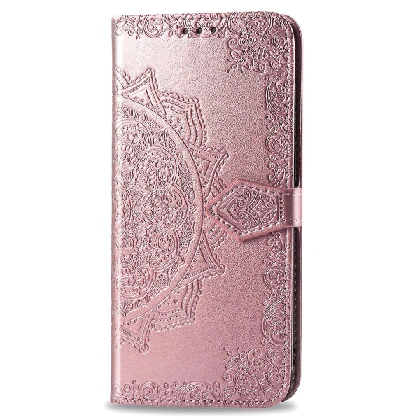 Case iPhone 12:lle Cover Nahkainen Case Kohokuviointi Mandala Magneettinen Flip Protection Iskunkestävä - Rose Gold