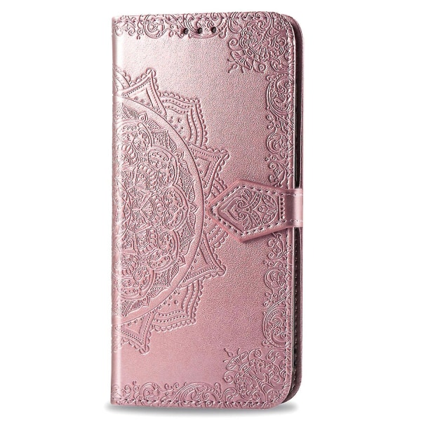 Fodral för iPhone 12 Cover Läder Plånboksfodral Prägling Mandala Magnetisk Flip Skydd Stöttålig - Roséguld
