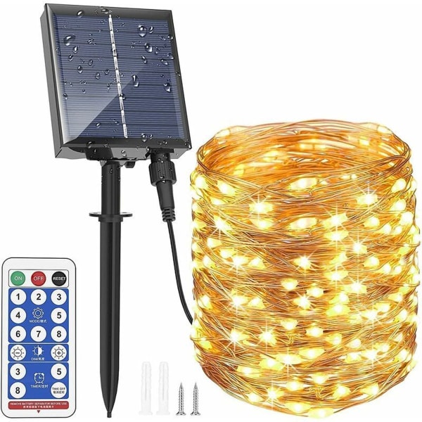 Solcelledrevne utendørs lysslynger 30m 300 LED-er fjernkontroll med 8 lys