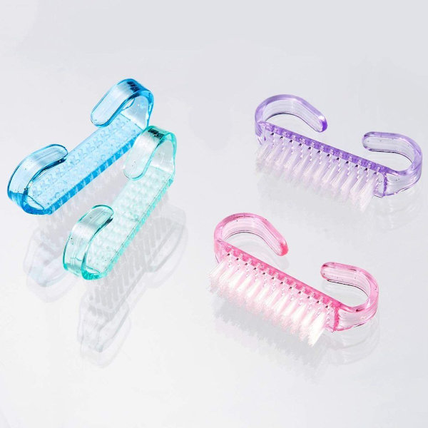 4-pack nagelborstar i olika färger, 6,5 x 1,3 x 3,5 cm (blå, grön, rosa, lila)