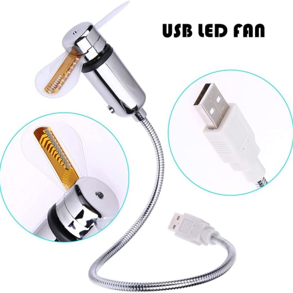 USB klokkevifte, mini LED vifte, sammenleggbar svanehals for, LED klokkevifte