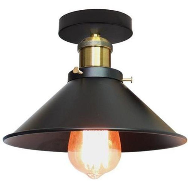 Cham sateenvarjohatun muotoilu kattovalaisin 22cm, retro teollinen metalli kattokruunut E27, musta - musta