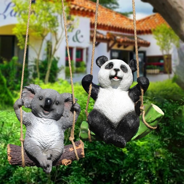 Waner Farfi Delikate dyrefigurer Realistiske tegneserieharpiks Visuelle Panda Koala-skulpturer for hage