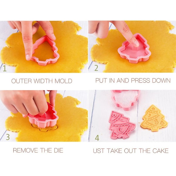 Juleform Cutter Mold Sæt 6 Stykke Mønster Køkken Diy Bageform Til Kiks Kager Fondant Kager