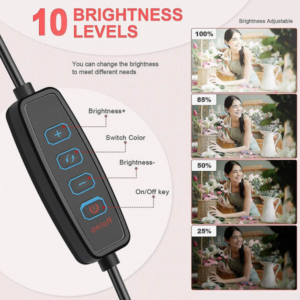 Videokonferensbelysningskit dimbar 6500k ringlampa