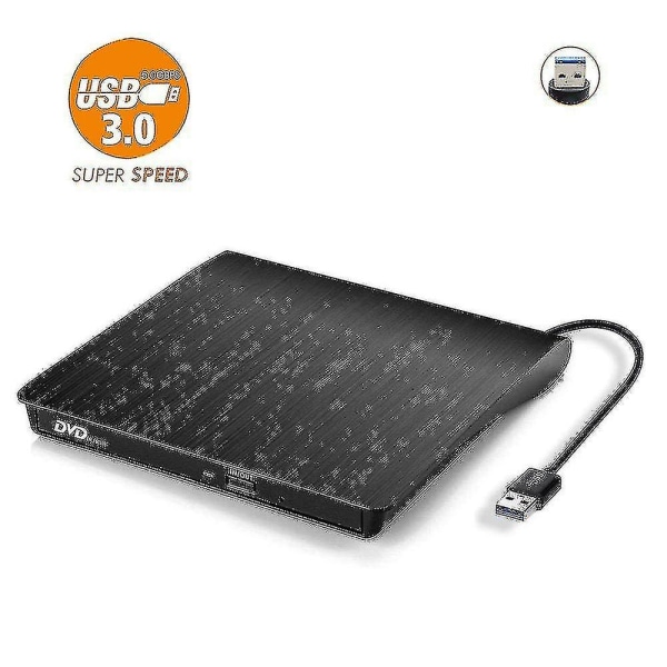 Extern DVD-enhet för bärbar dator, bärbar höghastighets USB-C och USB 3.0 CD-brännare/DVD-läsare för PC-skrivbord, kompatibel med Windows/Mac Osx/Linux