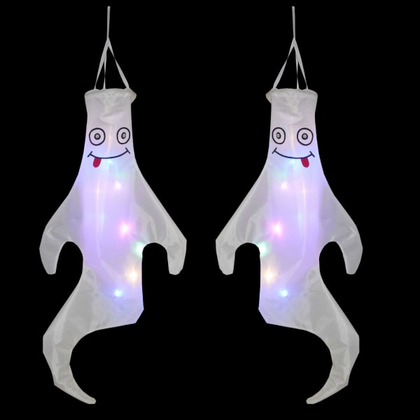 Leende 3D-spökevindsock: Halloween-dekoration för hemmet, platt väskedekor