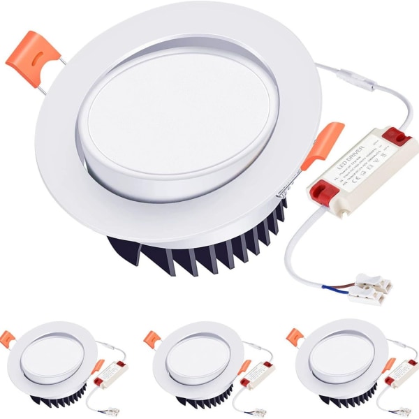 LED-downlight 12W varmvit 3000K infälld belysning 40° justerbar LED-takmontering