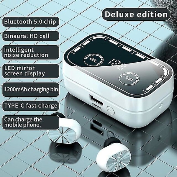 5.2 Bluetooth kuulokelangattomat kuulokkeet taskulampulla Vedenpitävät urheiluhifi-kuulokkeet melunvaimennusnappikuulokkeet mikrofonilla