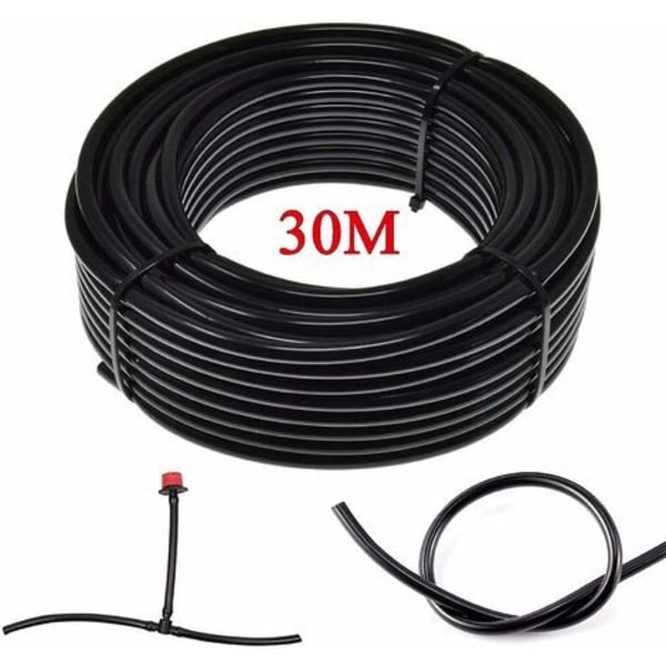 30M 4/7mm Puutarhakasteluletku, Puutarhan Kastelujärjestelmä, Mikrotiputuskasteluletku Puutarhalle, Kasvien Kukkien Kastelujärjestelmä Puutarhanurmelle