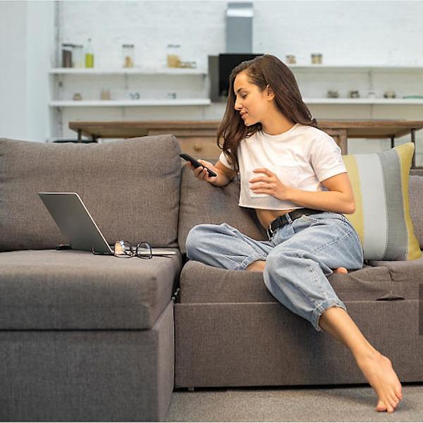 2-pack bondgård Stripe Throw kuddfodral, dekorativa örngott kuddfodral (mörk, grå, beige)