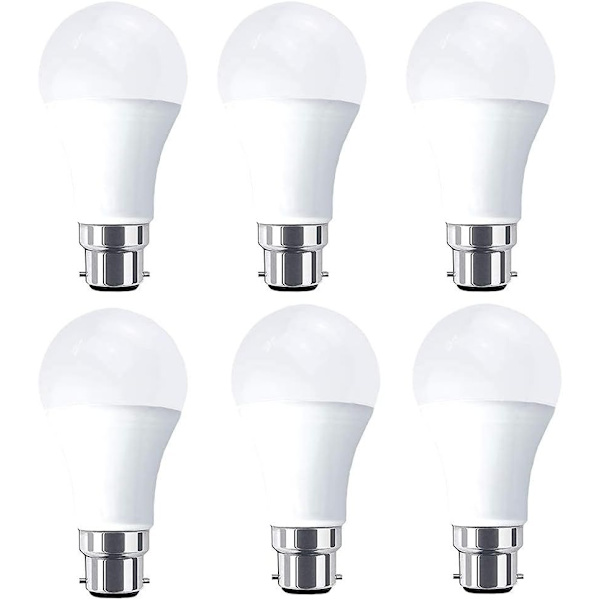 LED-lamppu B22 10W vastaa 80W 1000lm, lämmin valkoinen 3000K, 6 kpl [Energialuokka A+]