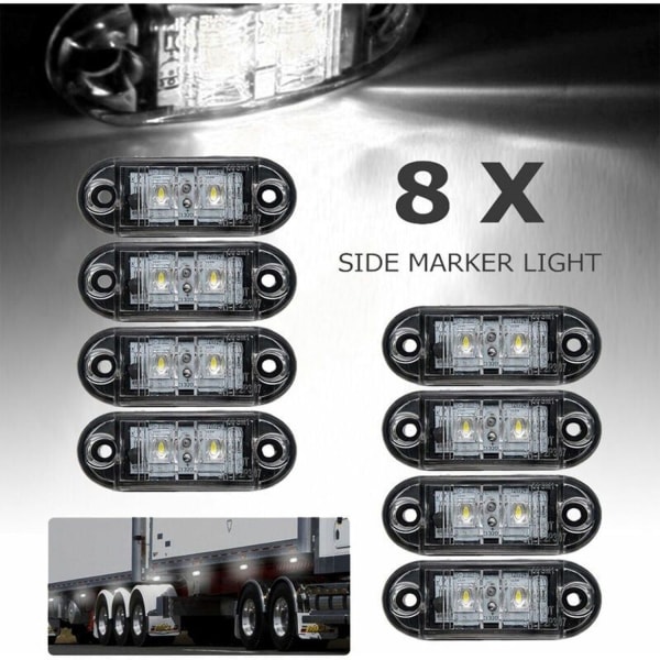 8 kpl LED-sivumerkkivalot, asentovalo, etu- ja takasivuvalo, 12V 24V