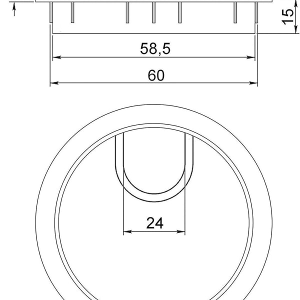 Rundt ledningskabeldæksel: 60 mm sølvbørstet metal sæt med 4 stk