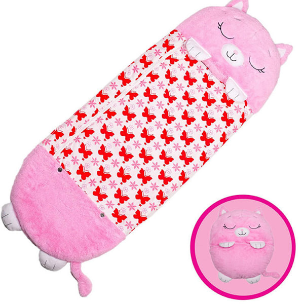 Suuri lasten makuupussi, pehmeä lämmin tyyny, yksisarvinen lahjalelu, useita vaihtoehtoja Pink cat model Small size length 135cm