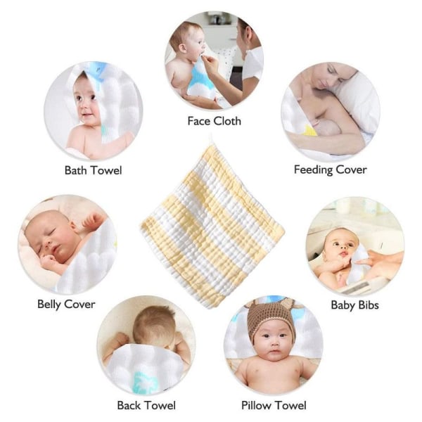 Baby Muslin Håndklæde Bomuld Baby Ansigt Kropskomfort og Blødhed Gul