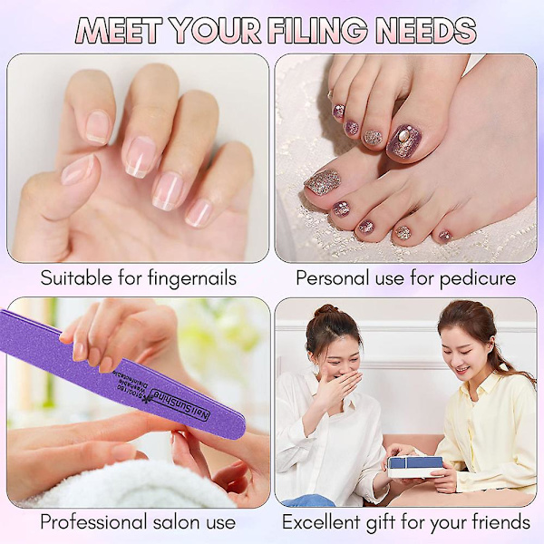 Set med 10 nagelfilar, 18x2,8 cm, grupp A, flerfärgad