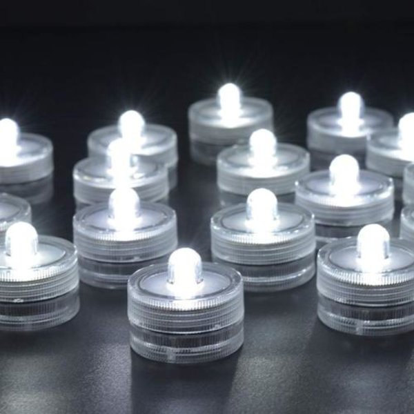 24-pack vita vattentäta undervattensrunda mini LED-tealights nedsänkbara lampor för hem bröllopsfest vas festival Alla hjärtans dag dekoration