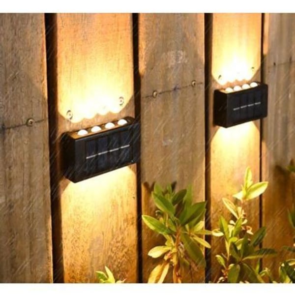 Udendørs væglampe Ip65 Vandtæt udendørs solcellelys til havehegn gårdhavegarage (varmt lys)