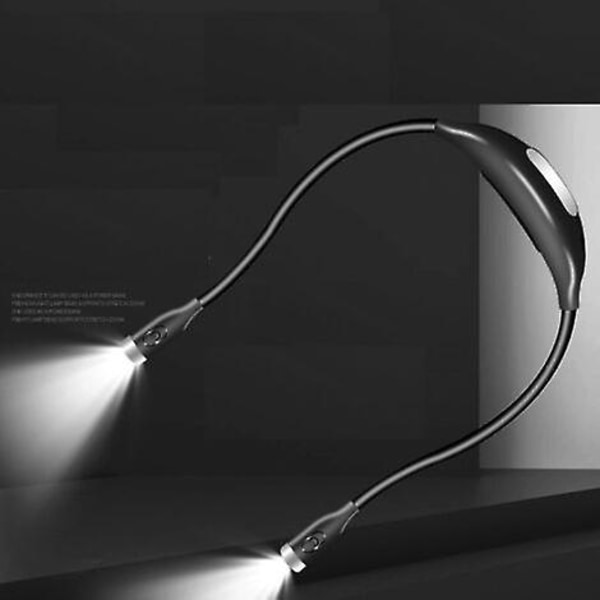 Kaulavalaisin, jossa 3 säädettävää kirkkaustasoa, 4 LED-yövaloa, USB-ladattava kaapeli