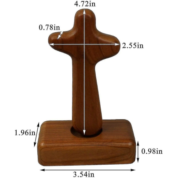 Stående träkors prydnad, handgjord olivträ stående kors väska för heminredning