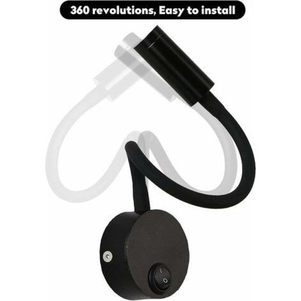 Stykker LED-sengelampe Sort væglampe Læselampe Sengelampe til læsning LED-lampe Moderne væglæselampe Soveværelse med afbryder