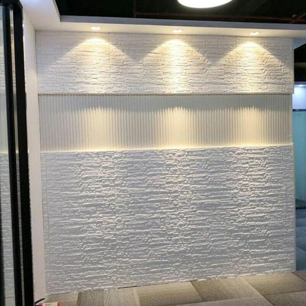 3D murstein tapet | Selvklebende, vanntett | 70 x 77 cm, fliser hvit