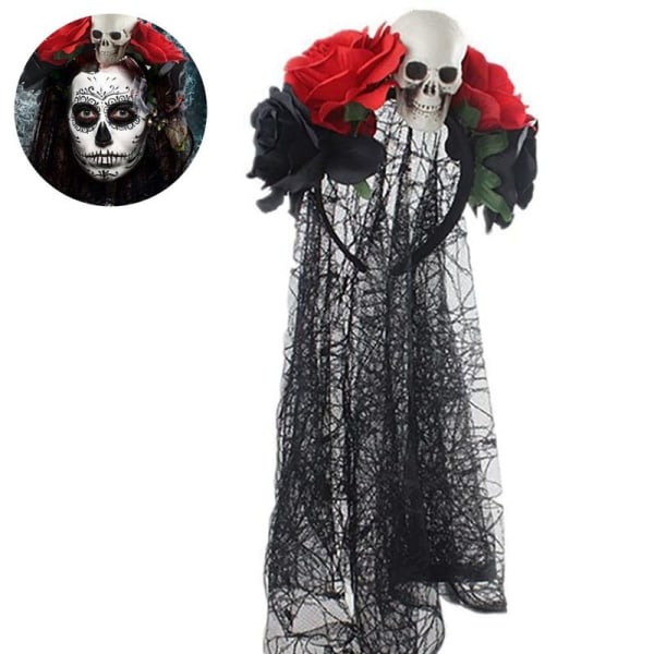Hodebånd, rosebladbånd, slør, hodebånd, hodeplagg for kostyme Halloween