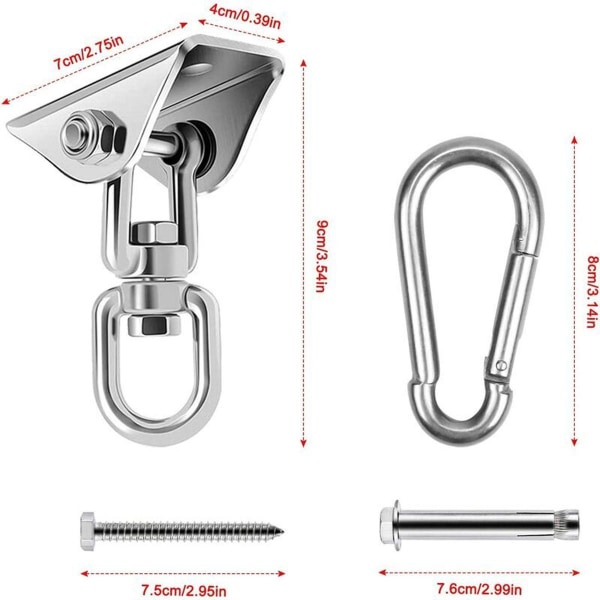 Heavy Duty Rustfrit Stål Loftskrog, 360° Roterende Svingkrog, Loftsbeslag
