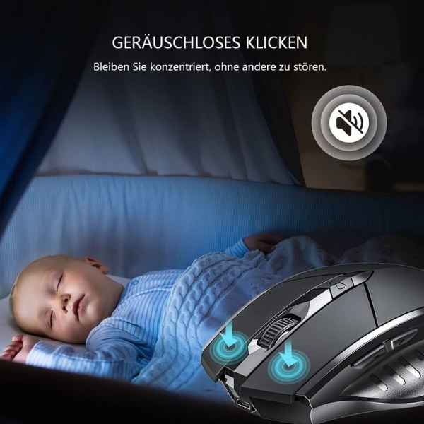 inphic trådløs mus, stille oppladbar trådløs mus, ergonomisk bærbar