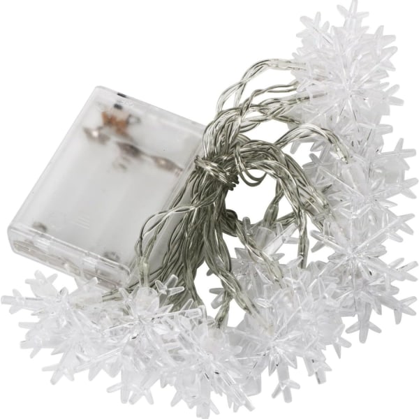 Varma vita snöflingor LED-ljusslingor juldekoration