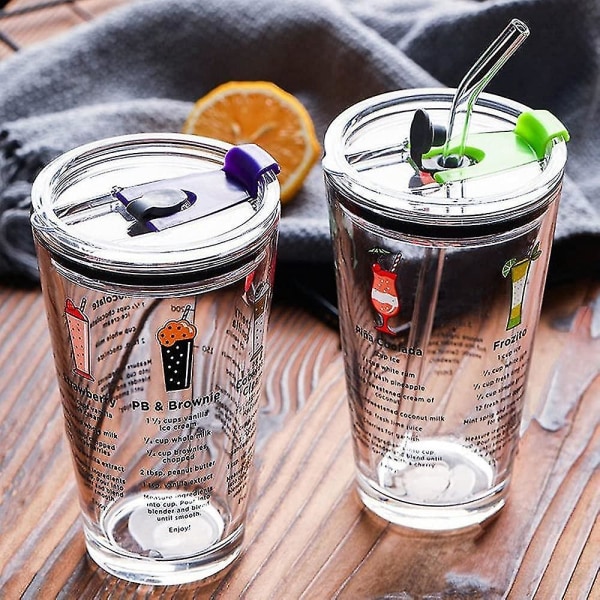 Rejseglas med skridsikkert låg Glas med sugerør C