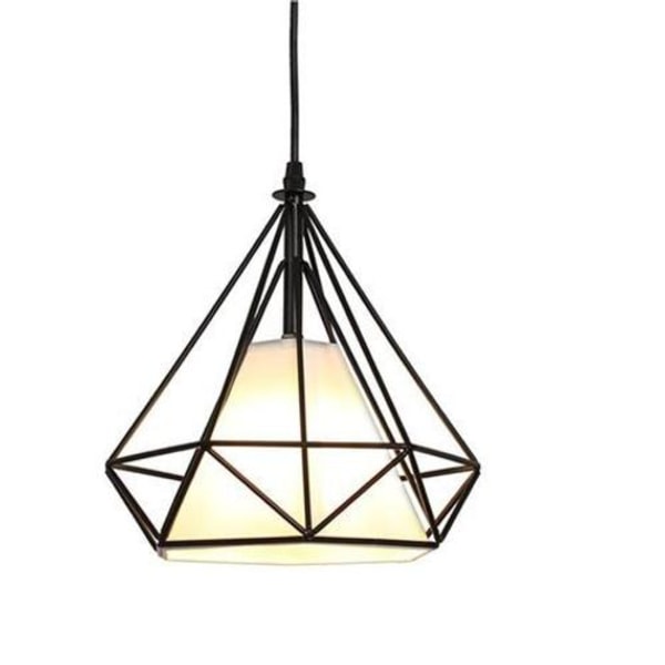 Industriell anhengslampe 25cm, taklampe taklampe diamantburlampe justerbar ledning (svart)