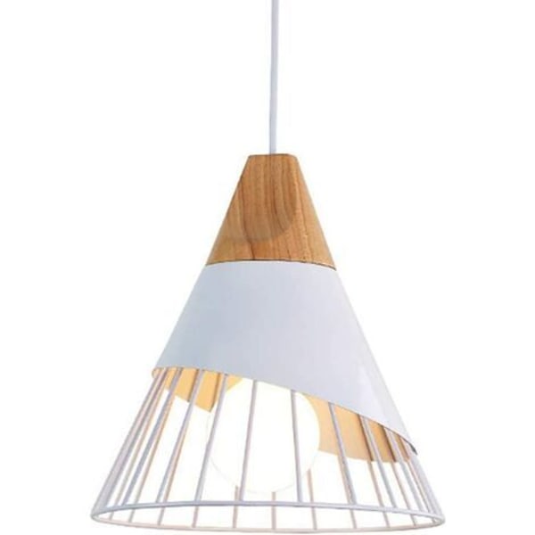Set med 2 Retro Pendellampe Metallbur E27 Takbelysning, Industriell Lysekrone Lampe Vintage Pendellampe Taklampe - Hvit