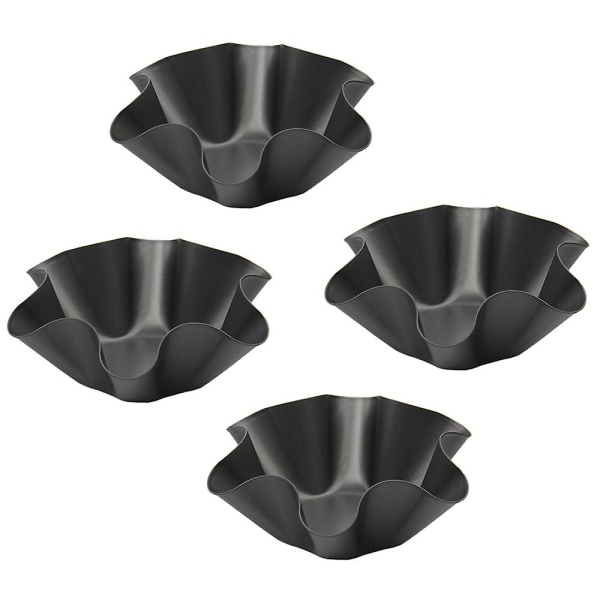 Auperto 4 stk bølgete bakeformer, uvanlige bakeformer, kakeform med non-stick belegg, 6 tommers karbonstål blomsterformet bakebrett