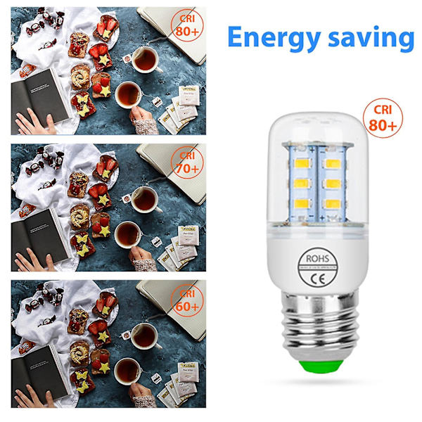 Superlys og effektiv LED-pære E27 Cri 70+ 3000k/6500k Majslampe til hjemmebrug - 3 stk.